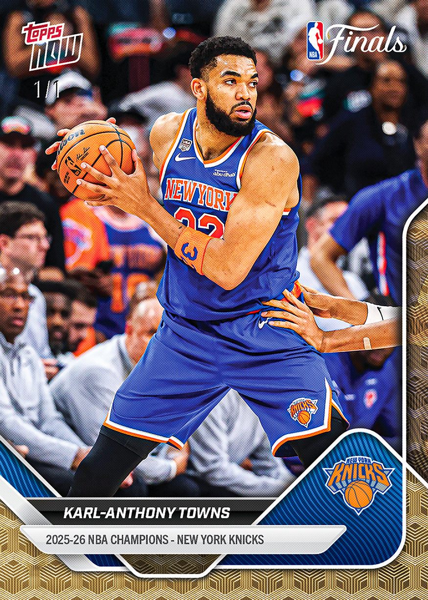 2025-26 Topps Now NBA Finals Champions New York Knicks 16-Card Team Set (Look for (1) SP, Parallel, Auto or Auto Relic)