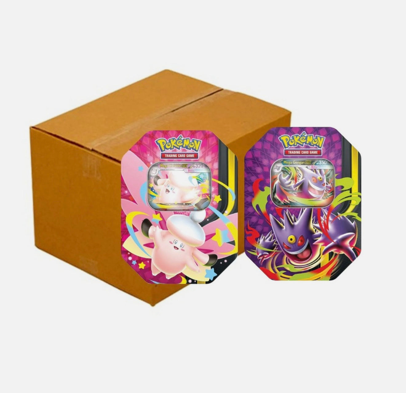 Pokémon TCG: Moonlit 6-Tin Case (Mega Clefable ex or Mega Gengar ex) (6/5)