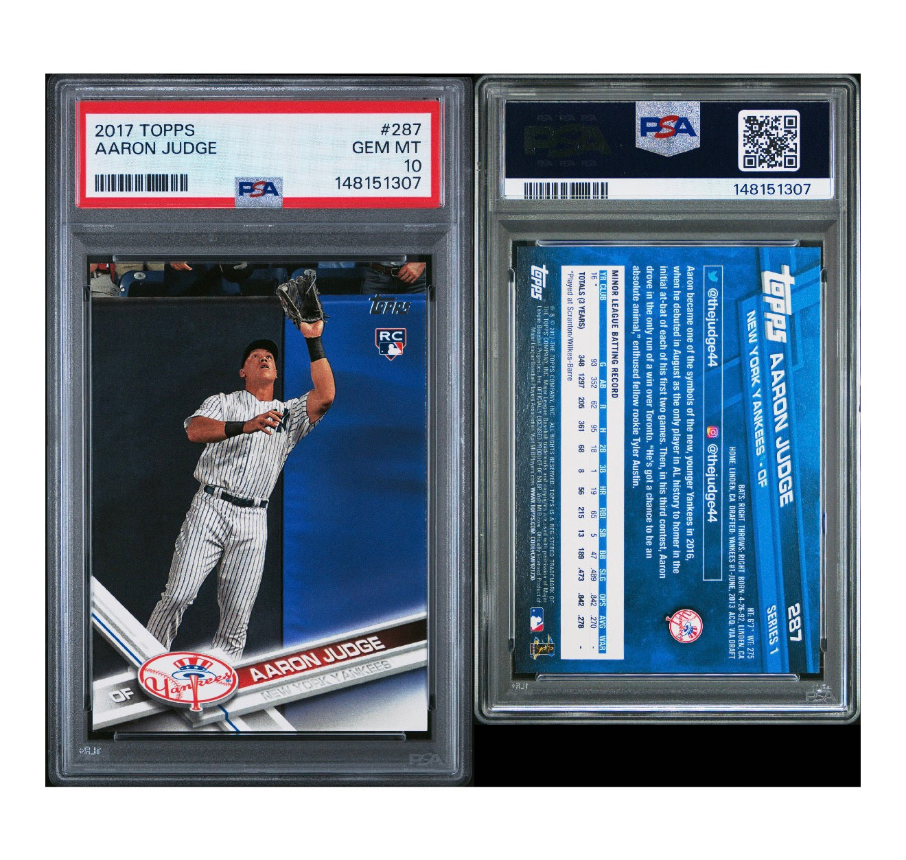 2017 TOPPS #287 AARON JUDGE PSA 10 (TSR)