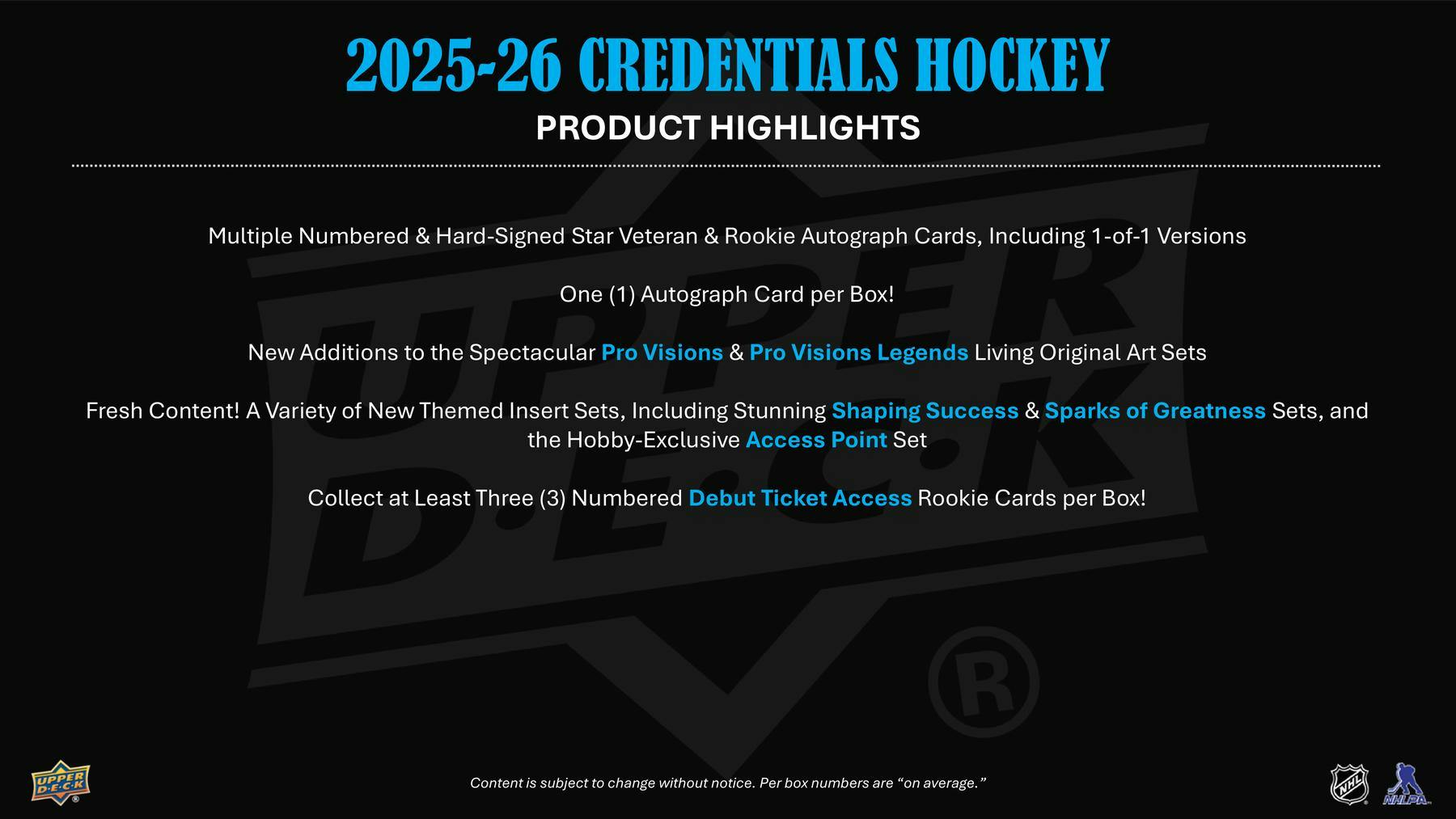 2025-26 Upper Deck Credentials Hockey Hobby Box