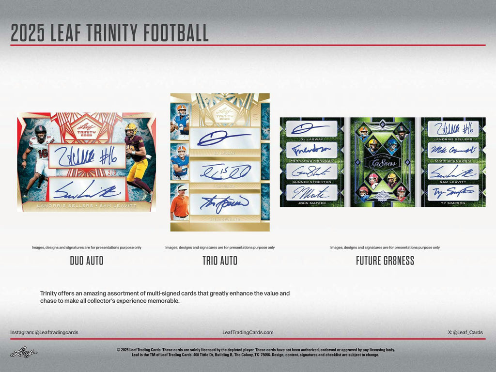 2025 Leaf Trinity Football Hobby Jumbo Box (12/5)