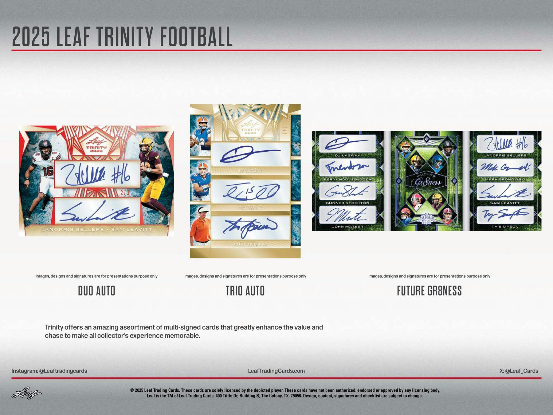 2025 Leaf Trinity Football Hobby Jumbo Box (12/5)