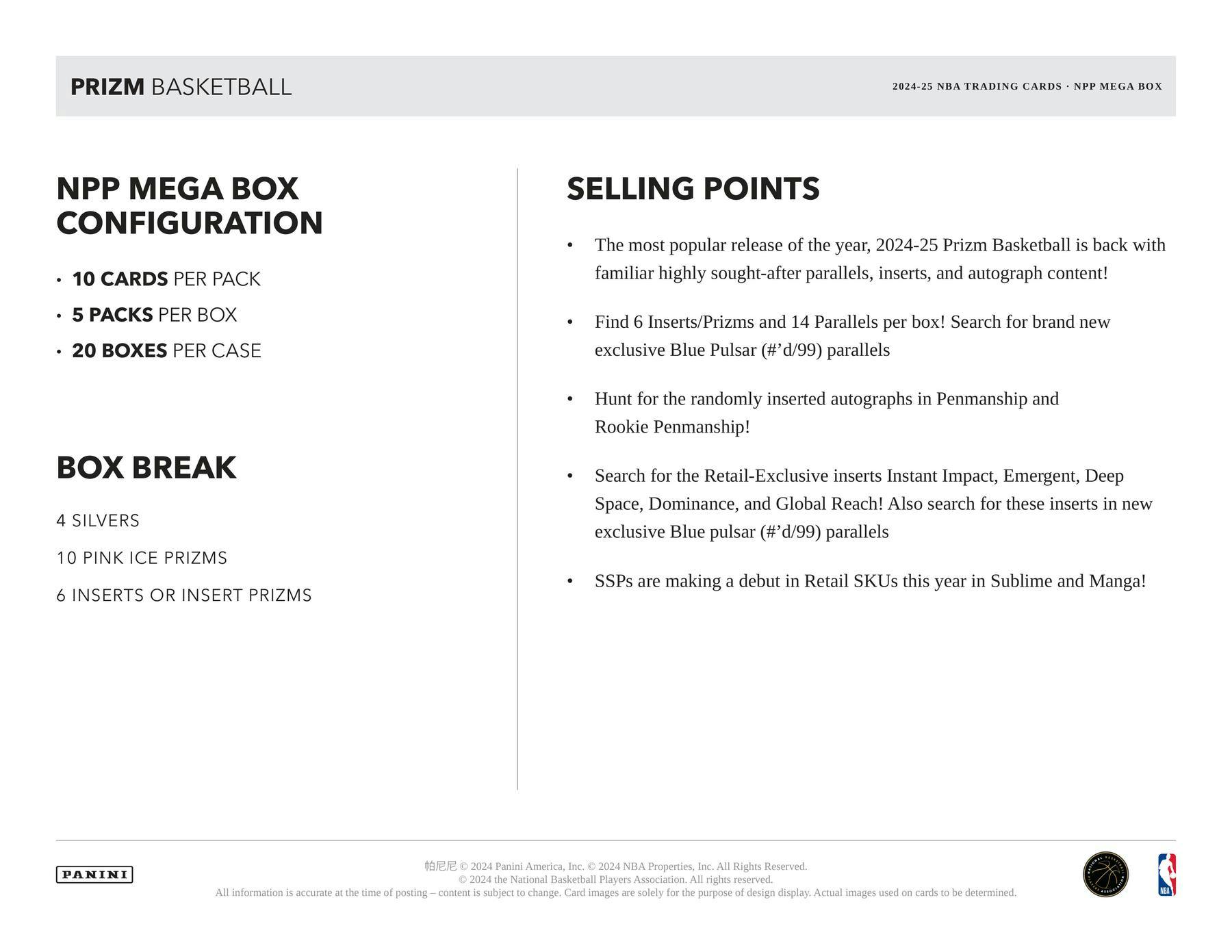 2024-25 Panini Prizm Basketball Mega Box (Pink Ice Prizms) (3/14)