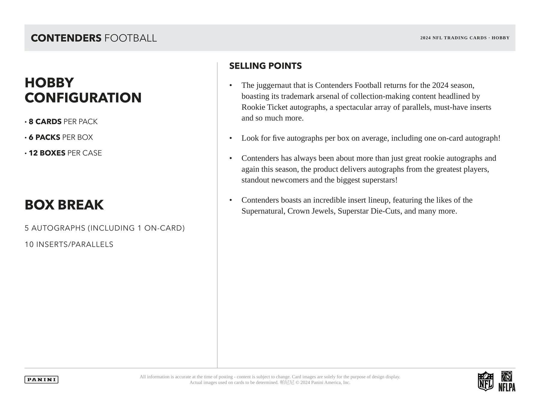 2024 Panini Contenders Football Hobby Pack (6/11)