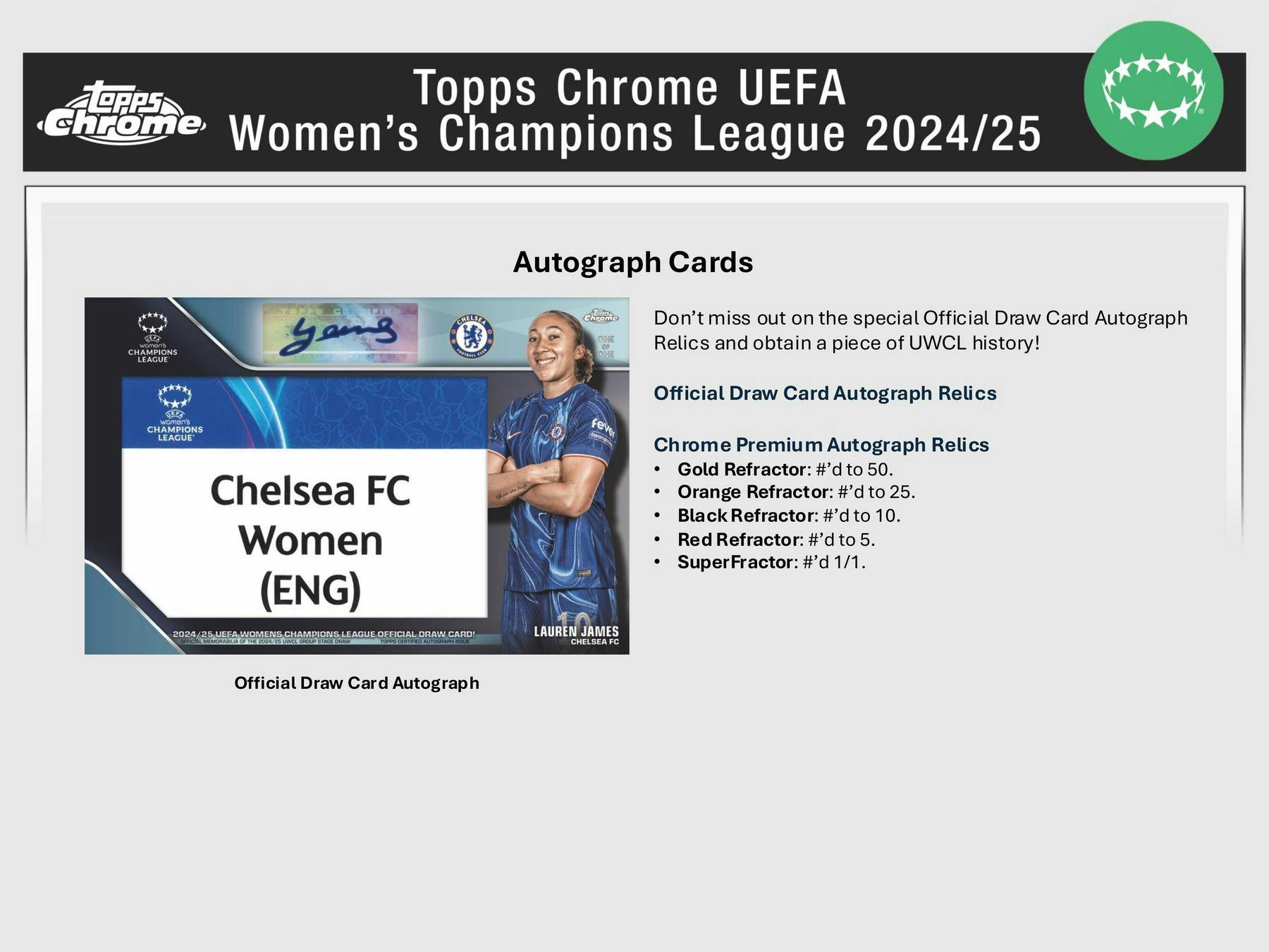 2024-25 Topps Chrome UEFA Women's Champions League Soccer Hobby Box (1/2/26)