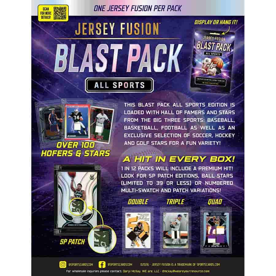 2026 Jersey Fusion All Sports Blast Pack Hobby Pack (Presell July 2026)
