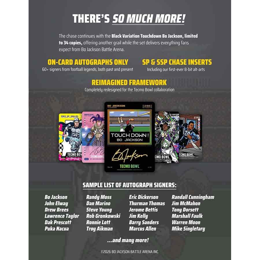 2026 Bo Jackson Battle Arena Tecmo Bowl Edition 6-Box Hobby Case (6/18)