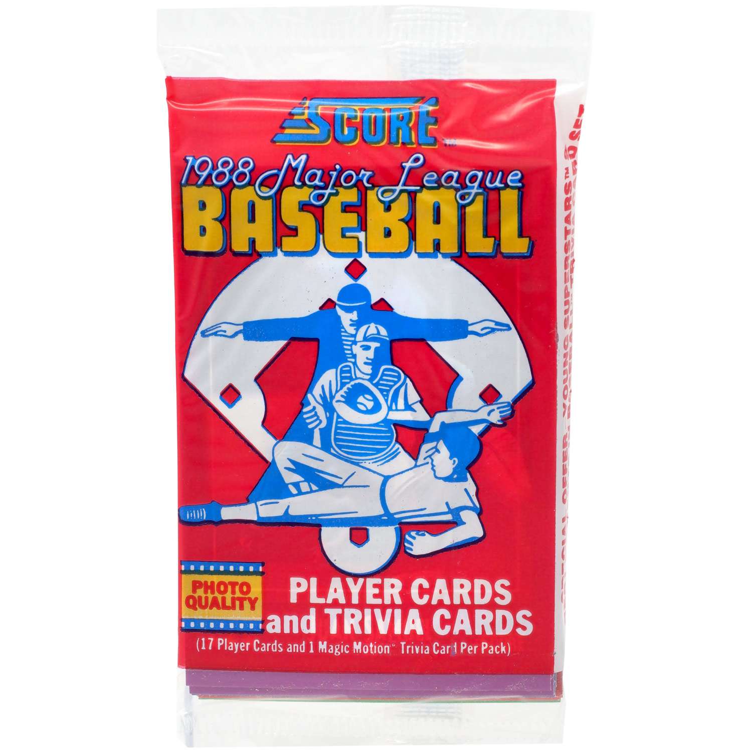 1988 Score MLB Baseball 17-Card Pack with 1 Magic Motion Trivia Card