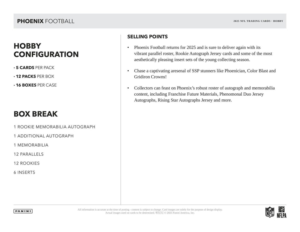2025 Panini Phoenix Football Hobby Pack (11/12)