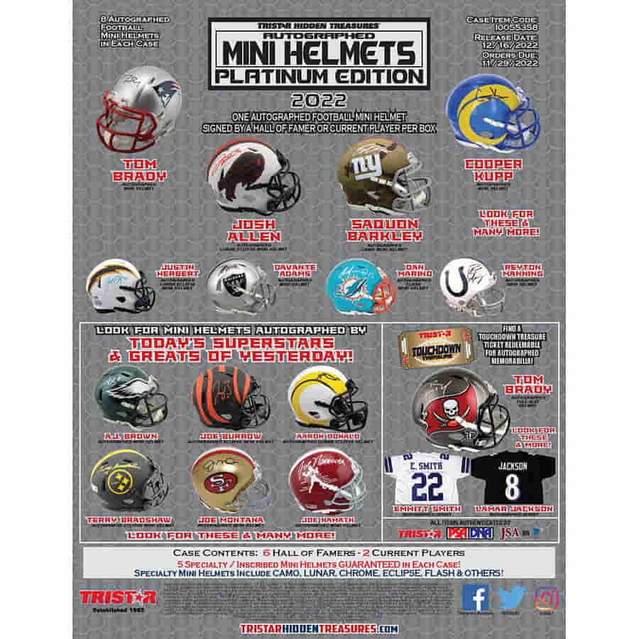 2022 TriStar Hidden Treasures Autographed Mini Helmet (Platinum Series 2)