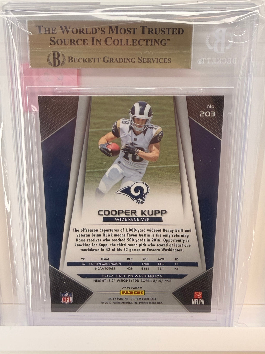 2017 PANINI PRIZM #203 COOPER CUPP RC PRIZMS PINK BGS 9.5 (ES)