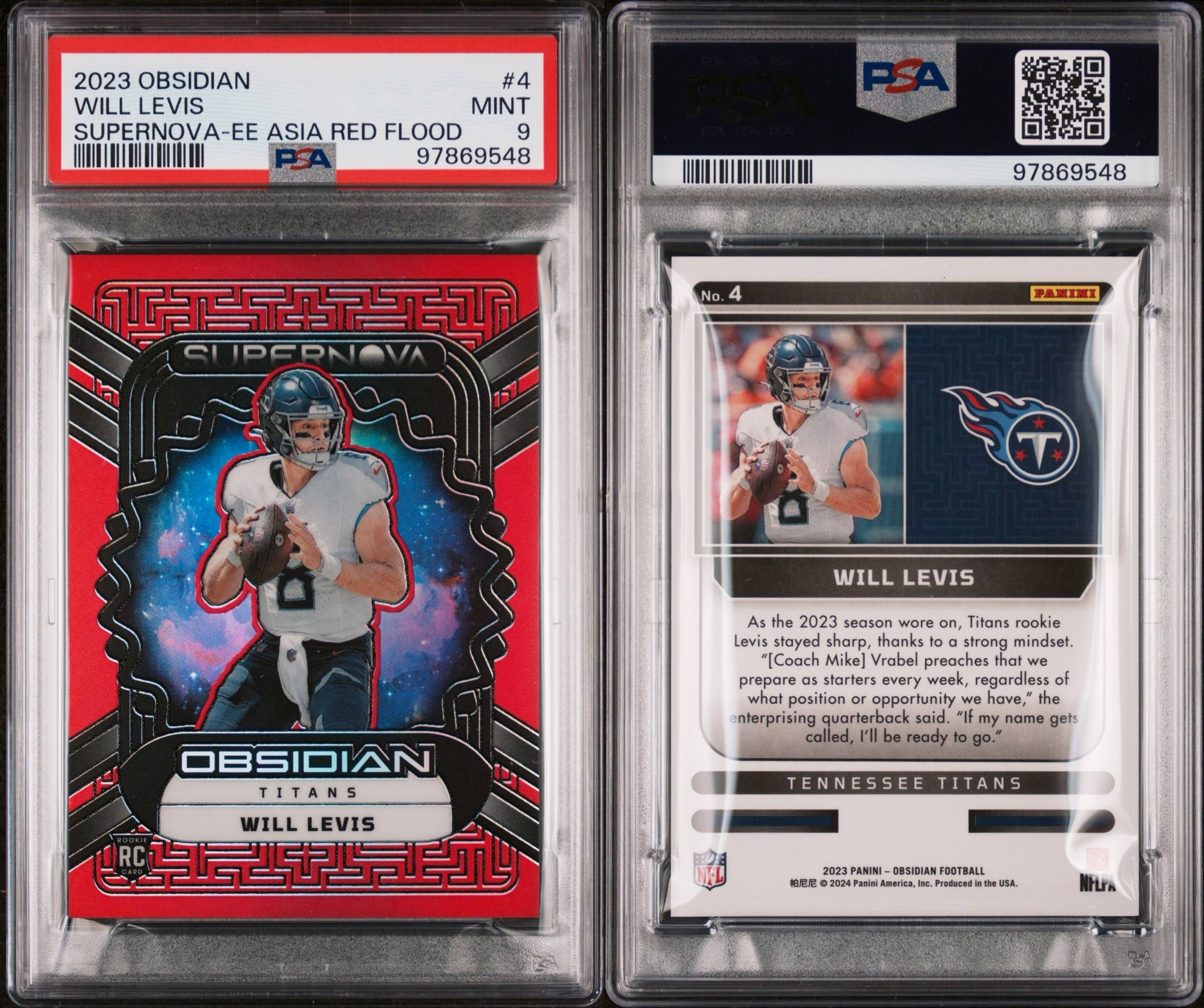 2023 PANINI OBSIDIAN SUPERNOVA #4 WILL LEVIS SUPERNOVA-EE ASIA RED FLOOD PSA 9 (NW)