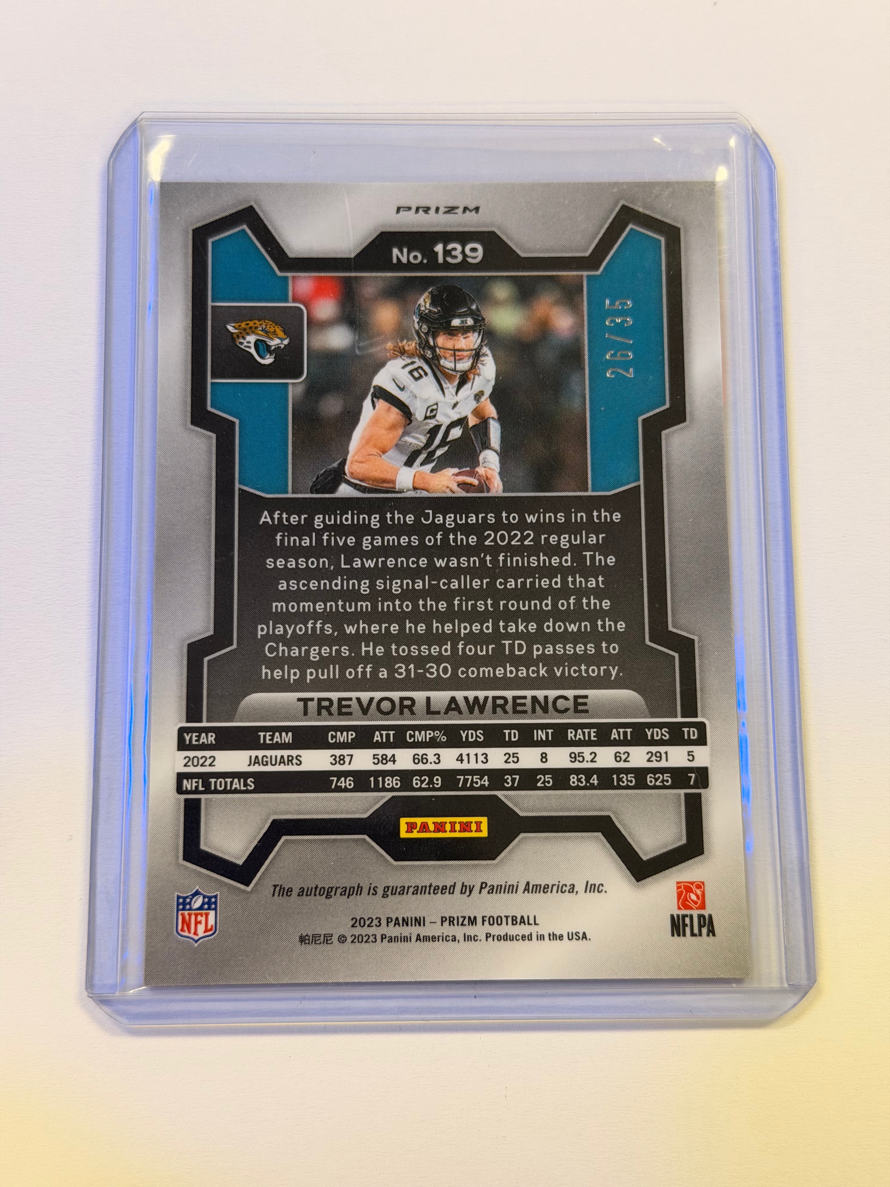 2023 Panini Prizm TREVOR LAWRENCE #139 Red Shimmer Prizm 26/35 (JC)