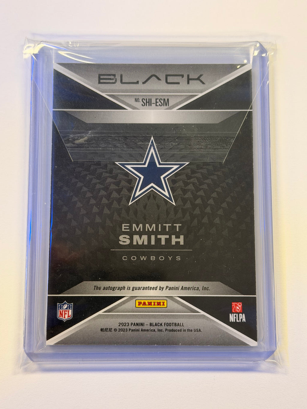 2023 Panini Black Shadow Ink Royal #1 Emmitt Smith ON CARD AUTO 04/10 Dallas Cowboys (RD)