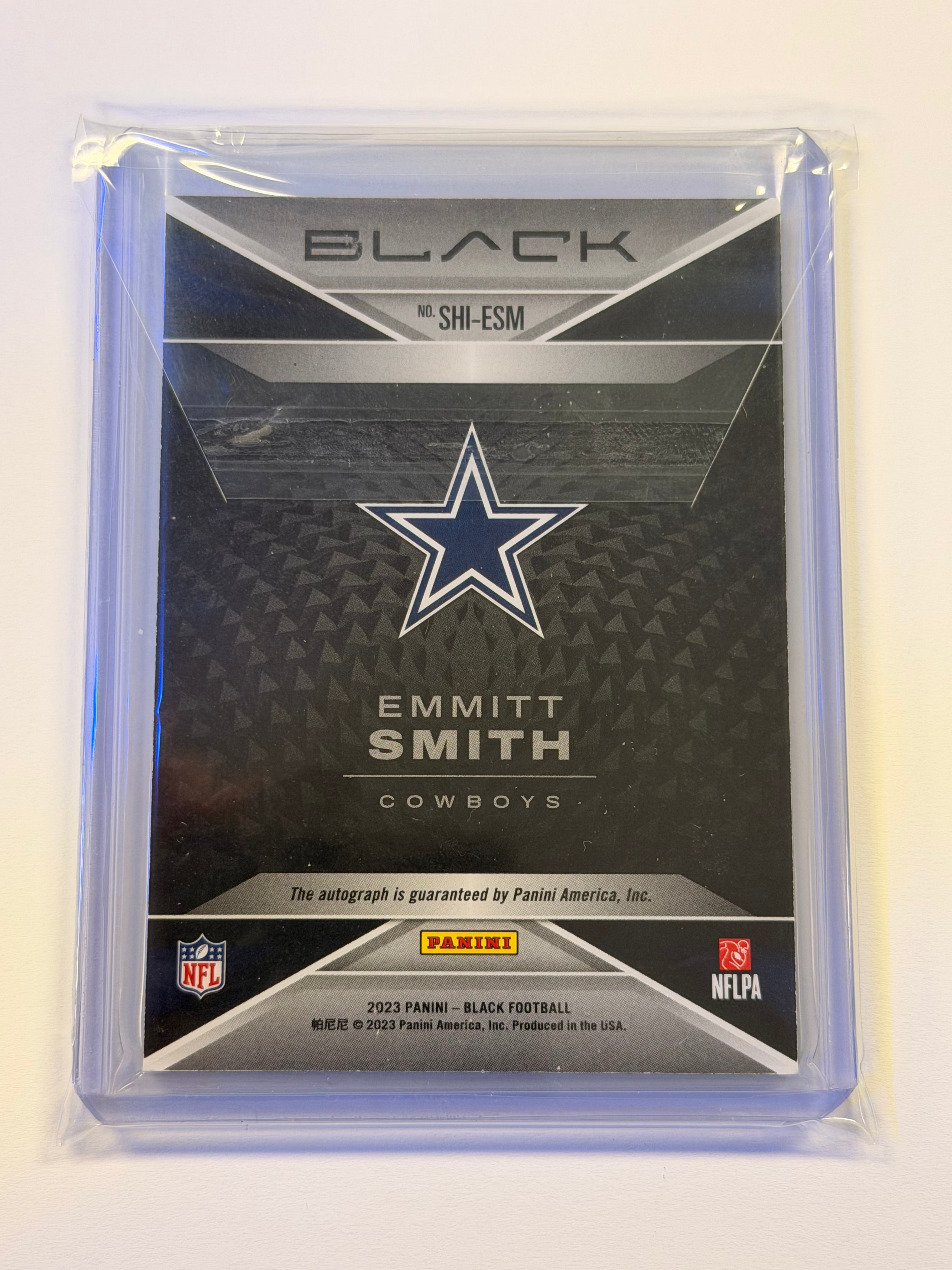 2023 Panini Black Shadow Ink Royal #1 Emmitt Smith ON CARD AUTO 04/10 Dallas Cowboys (RD)