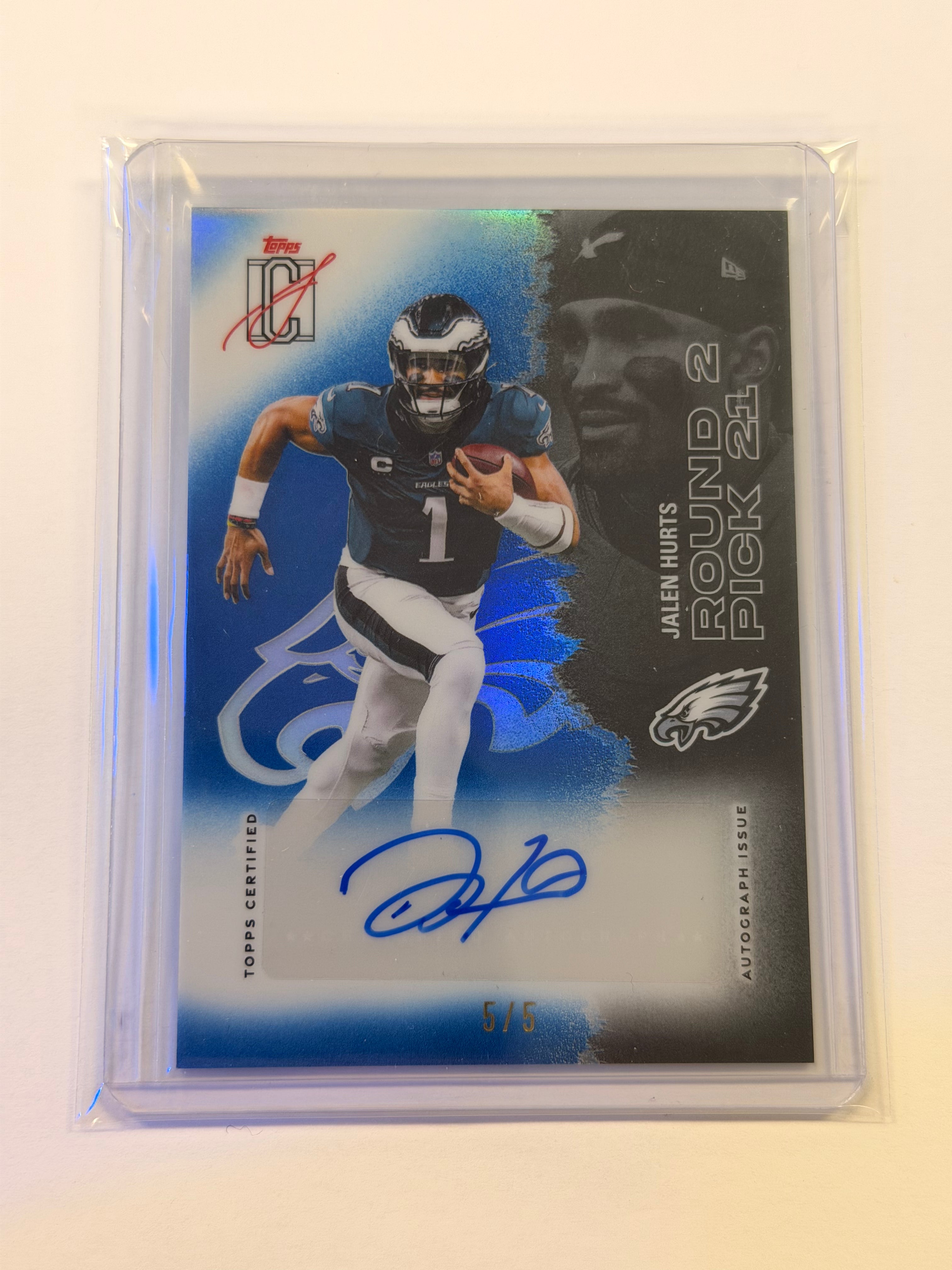 2025 TOPPS SIGNATURE CLASS #42 JALEN HURTS AUTOGRAPH-BLUE 5/5 (TSR)