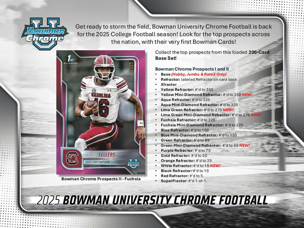 2025 Bowman University Chrome Football Hobby Box (10/31)