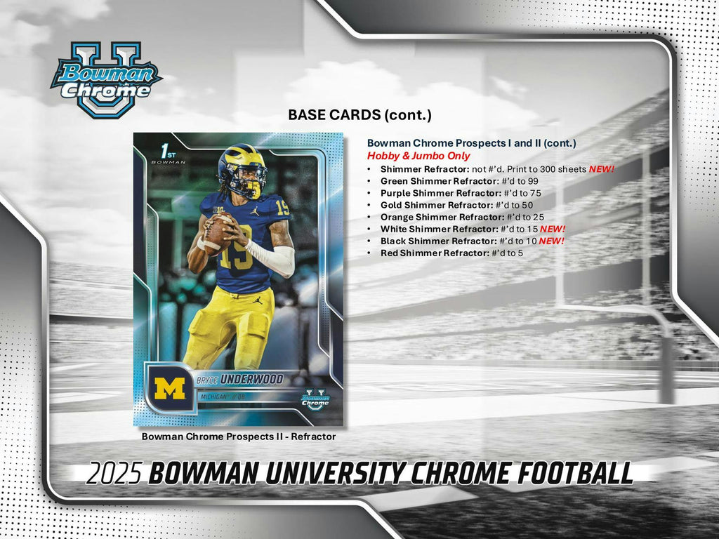 2025 Bowman University Chrome Football Hobby Box (10/31)