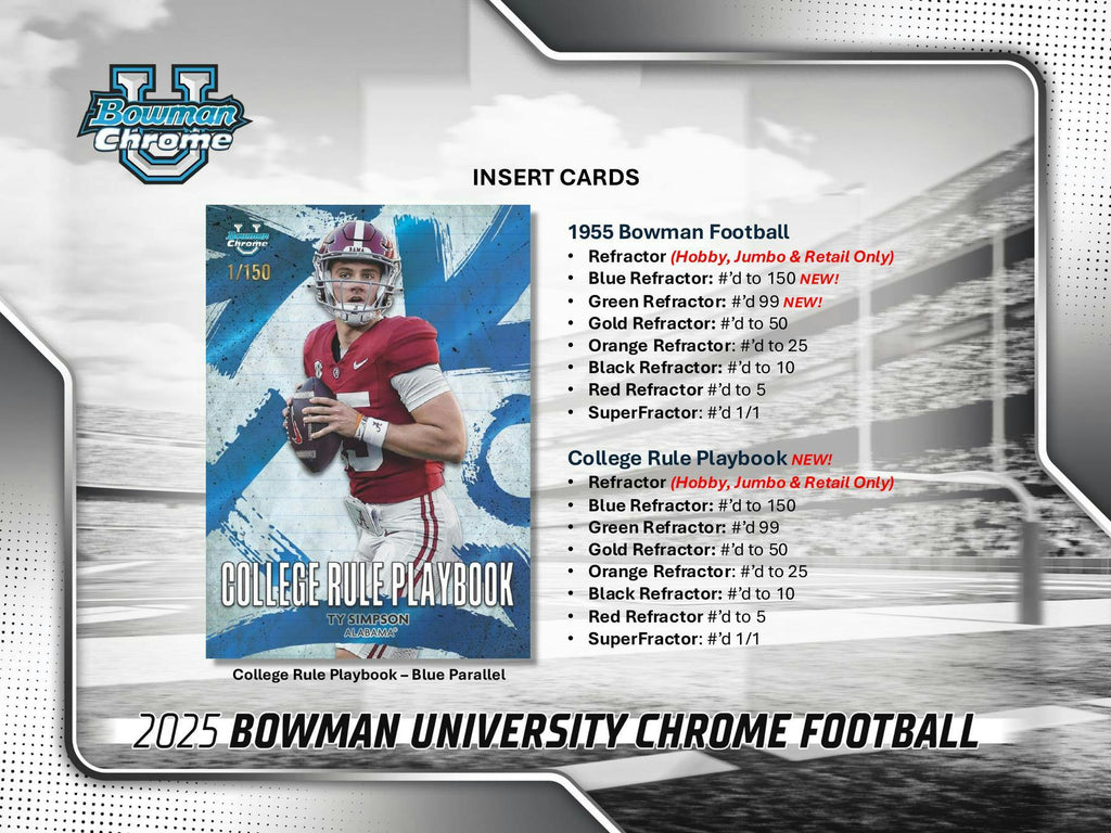 2025 Bowman University Chrome Football Hobby Box (10/31)