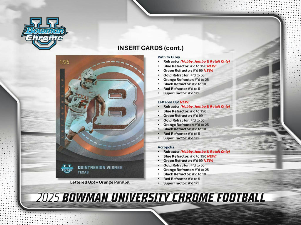 2025 Bowman University Chrome Football Hobby Box (10/31)