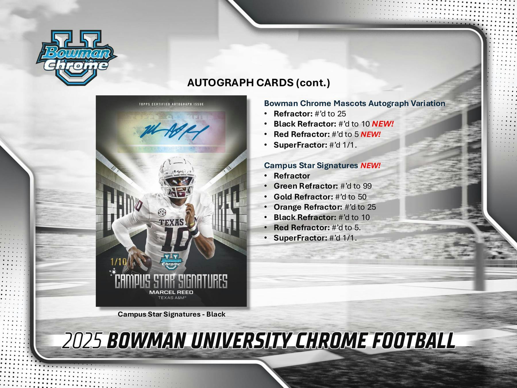 2025 Bowman University Chrome Football Hobby Box (10/31)
