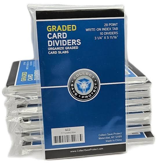 Collect Save Protect - Graded Card Dividers - Organize Graded Card Slabs 28 Point Write-On Tab (10 Dividers)