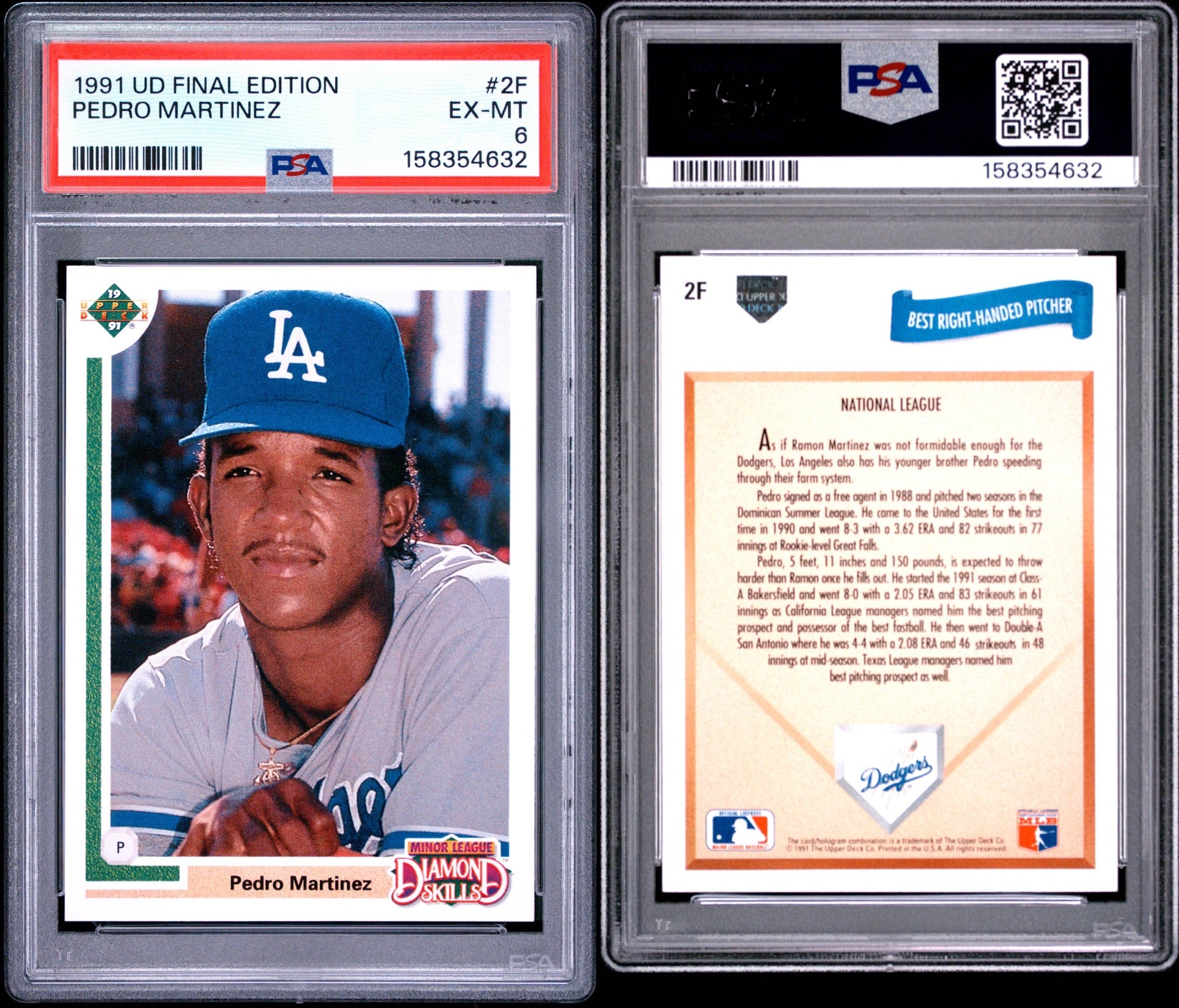 1991 UPPER DECK FINAL EDITION #2F PEDRO MARTINEZ PSA 6 (GC)