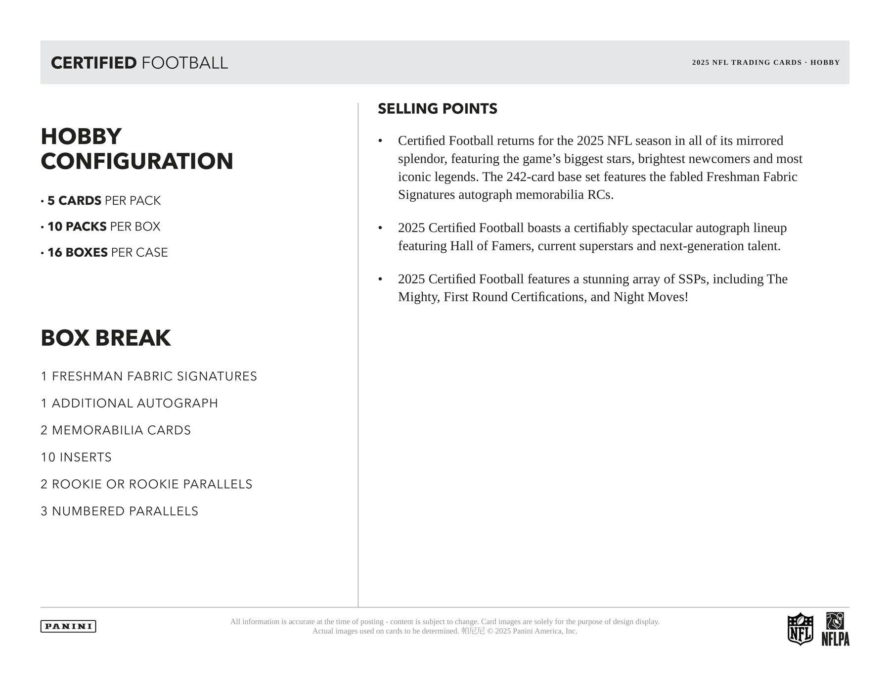 2025 Panini Certified Football Hobby Pack (11/5)