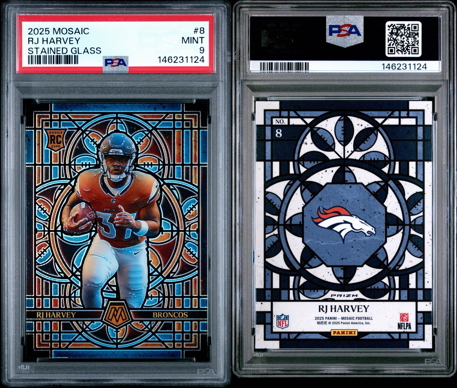 2025 PANINI MOSAIC STAINED GLASS #8 RJ HARVEY PSA 9 MINT (SY)
