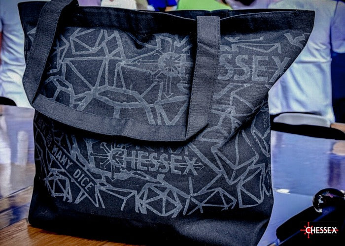 Chessex “Too Many Dice” Large Gusseted Bottom Black Tote Bag