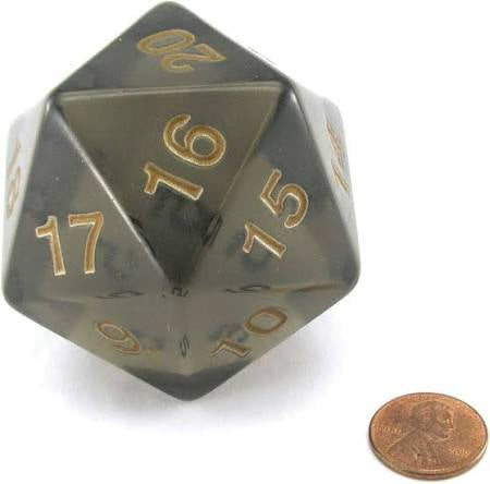 Koplow Games: Countdown Transparent D20 55mm 20-sided Dice (Smoke Gold)