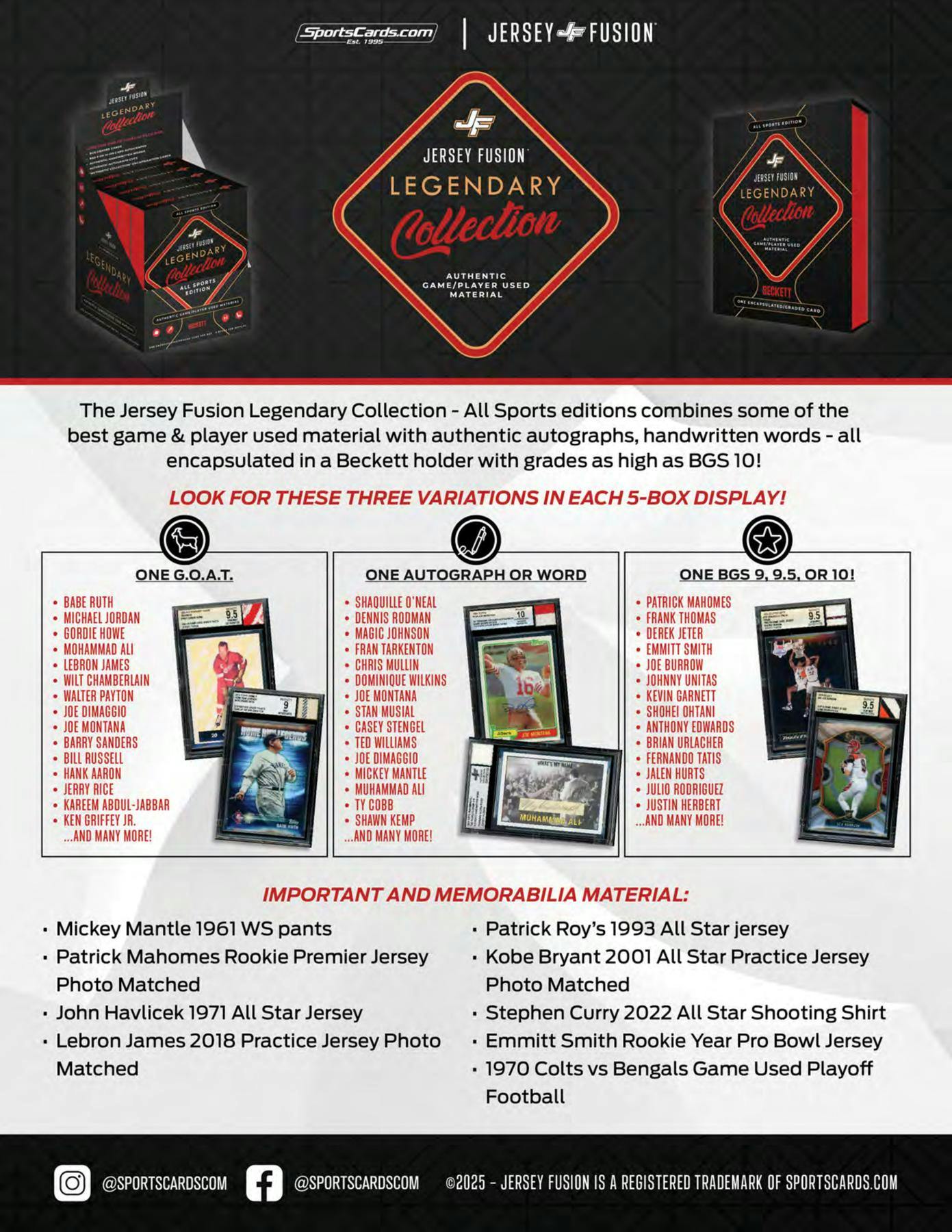 2025 Jersey Fusion Legendary Collection Hobby Pack (12/19)