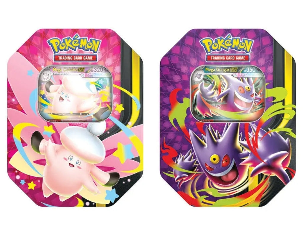 Pokémon TCG: Moonlit 6-Tin Case (Mega Clefable ex or Mega Gengar ex) (6/5)